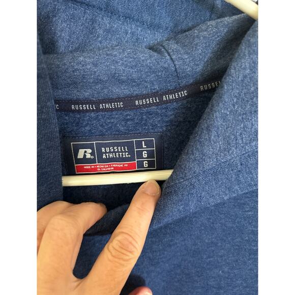 Russell Athletic Sweatshirt Mens Large Blue Fleece Hoodie Made In USA e2 - Picture 3 of 3